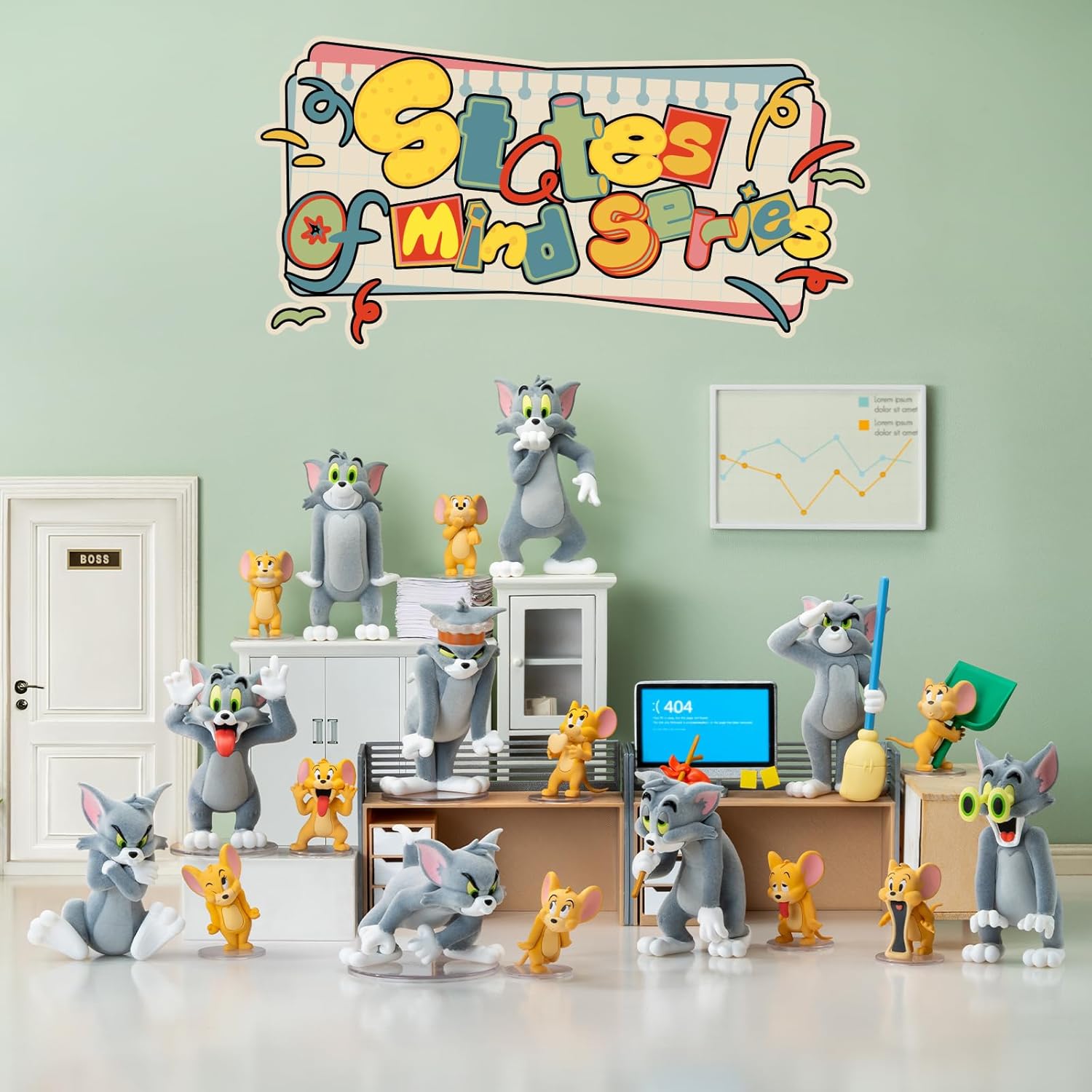 52TOYS BLINDBOX TOM and JERRY:States of Mind Series Blind Box Blind Box Tredding Figurine Tom and Jerry Painted Toy Doll Collection Toy Great Gift for Kids Collectors Birthday Christmas 8cm (Pack of