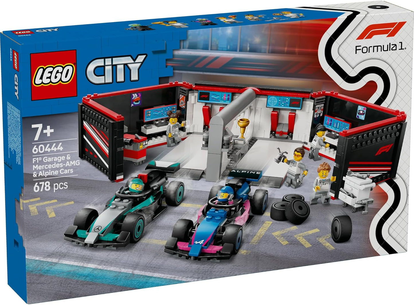 LEGO City F1(R) Mercedes-AMG & Alpine Race Car Garage Toy, Present, Birthday Gift, Building Blocks, For Boys, Girls, Children, Ages 7, 8, 9, Elementary School Students, Vehicles, Cars, Model Cars