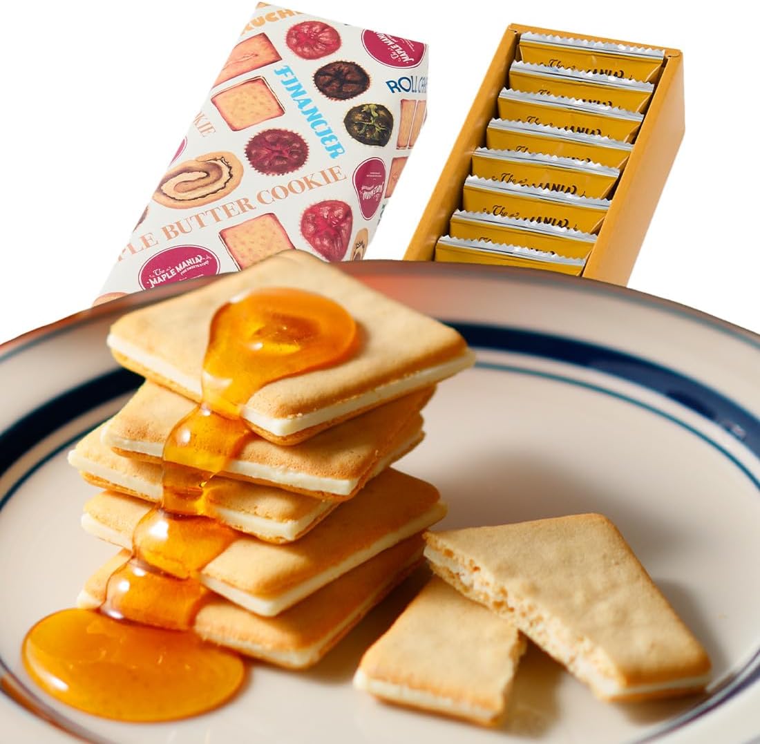 The Maple Mania Maple Butter Cookies, Sweets, Gifts, Tokyo Souvenirs, Individually Wrapped, Gift, Return, Home Celebration, Baked Sweets, Retirement, Stylish, Adult (Pack of 9)