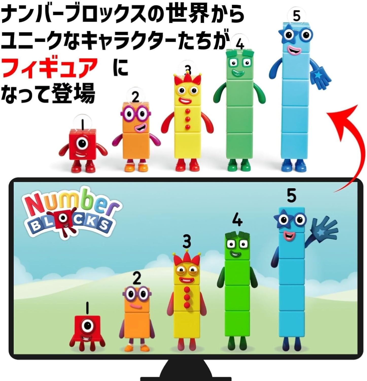 Numberblocks Friends One to Five Number Blocks Character Figure, Pack of 5, Authentic 95356