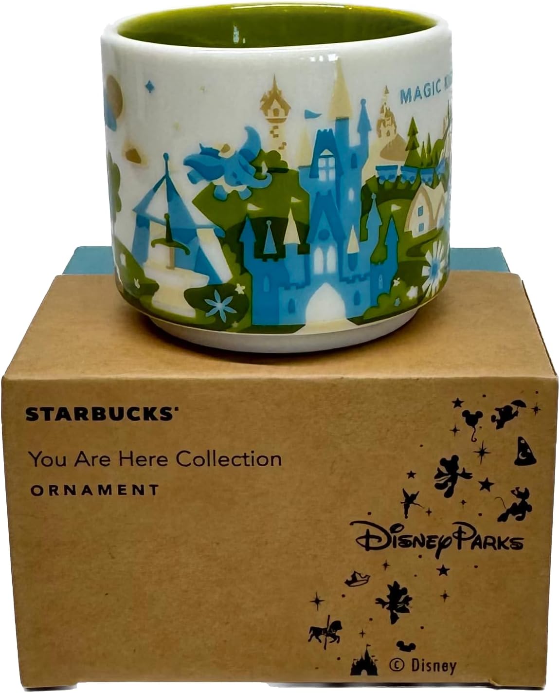 Disney Parks Magic Kingdom You Are Here Starbucks Taza Demitasse Adorno de 2 onzas