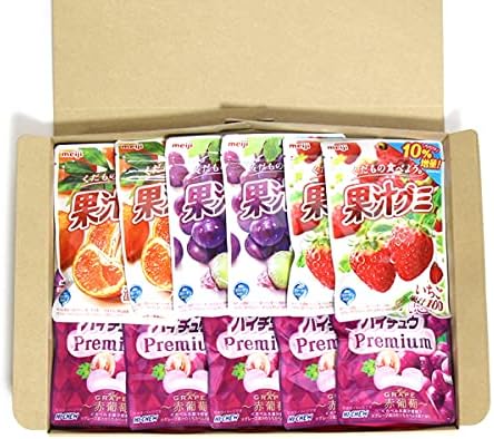 Morinaga Hai Chuu Meiji Fruit Juice Gummy Good Hitting Set (4 Types, Total of 11 Pieces)