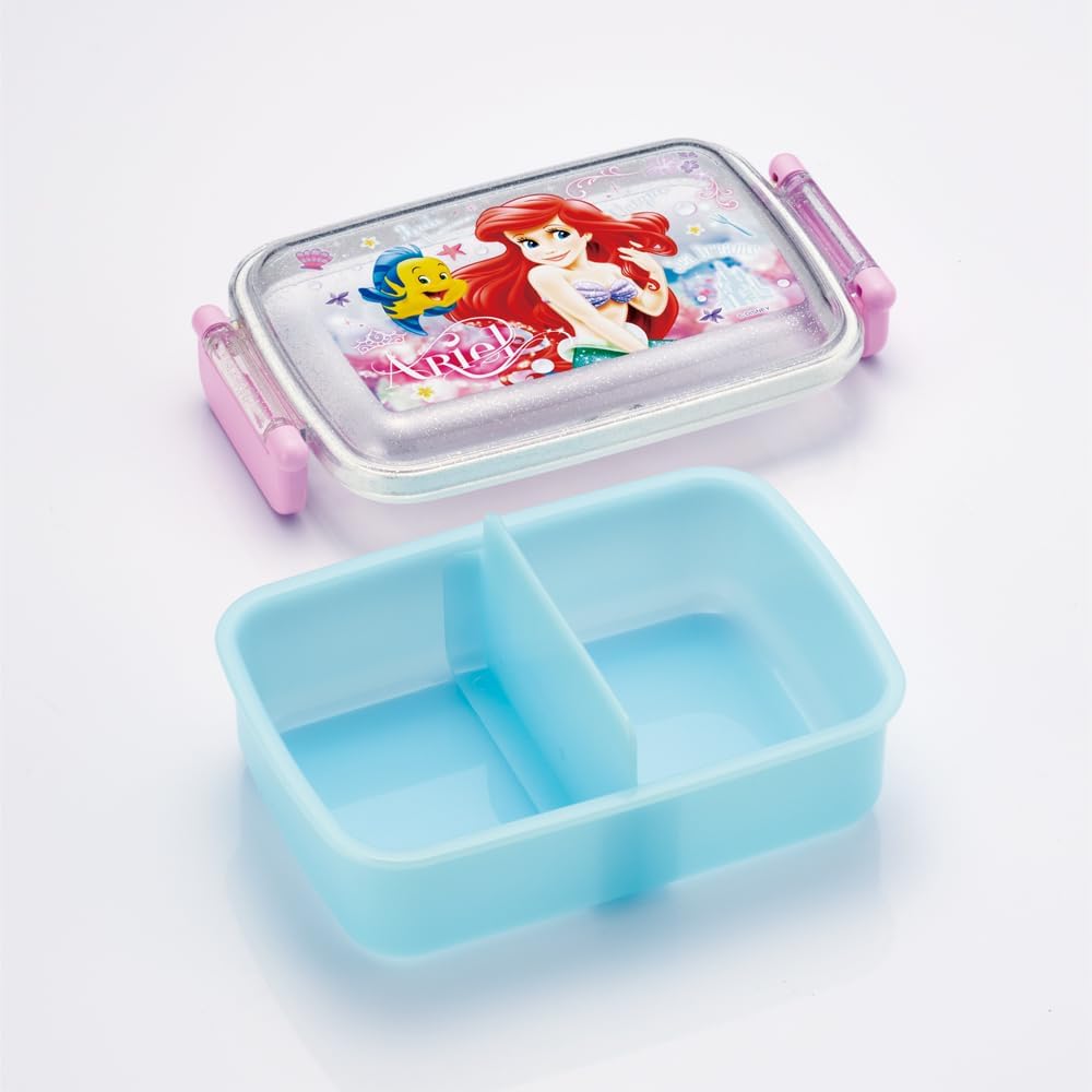 Skater (Skater) Bento Box for Kids, 450ml, Domed Lid for Easy Serving, Lunch Box, 1-Tier, Made in Japan, Disney, Ariel, 24, for Girls, RBF3ANAG-A
