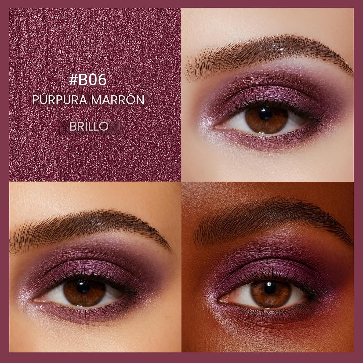 Erinde - Barra de sombra de ojos brillante impermeable, sombra de ojos en barra de crema marrón púrpura, lápiz de sombra de ojos en polvo de larga duración, a prueba de arrugas, sombra de ojos cremosa
