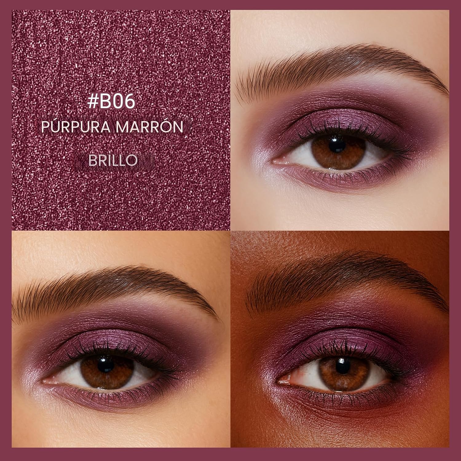 Erinde - Barra de sombra de ojos brillante impermeable, sombra de ojos en barra de crema marrón púrpura, lápiz de sombra de ojos en polvo de larga duración, a prueba de arrugas, sombra de ojos cremosa