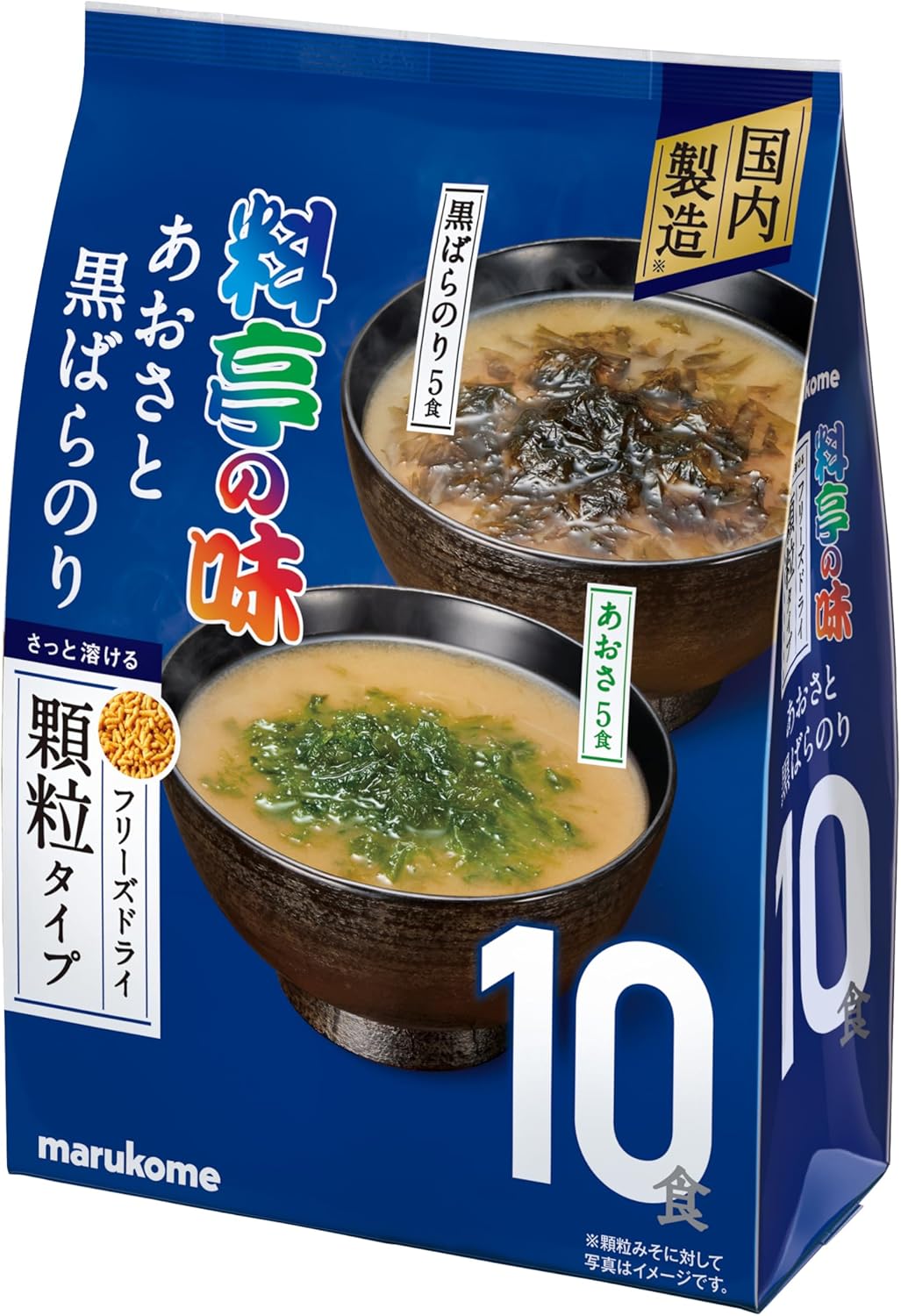 Marukome Restaurant Aji, Economical, Freeze Dried, Miso Soup Granules, Black Barrey, 10 Servings x 2 Bags, Miso Soup, Instant, Seaweed Soup