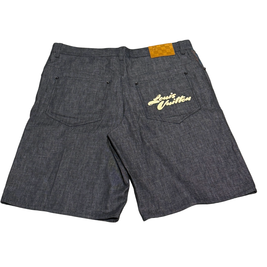 LOUIS VUITTON 'BLACK CHAMBRAY' SHORTS