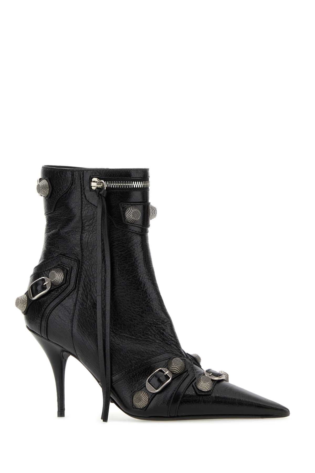 Balenciaga Black Leather Cagole Ankle Boots - Image 2