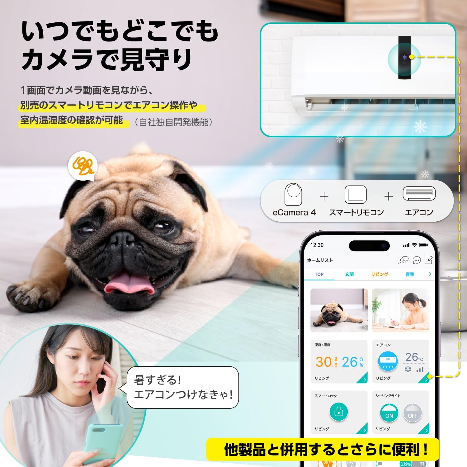 Link Japan Security Pet Camera 1080p Two-Way Voice Conversation Remote Confirmation Monitoring Camera Recording Function Baby Monitor Indoor Night Shooting iPhone/Android Smartphone Compatible Mobile