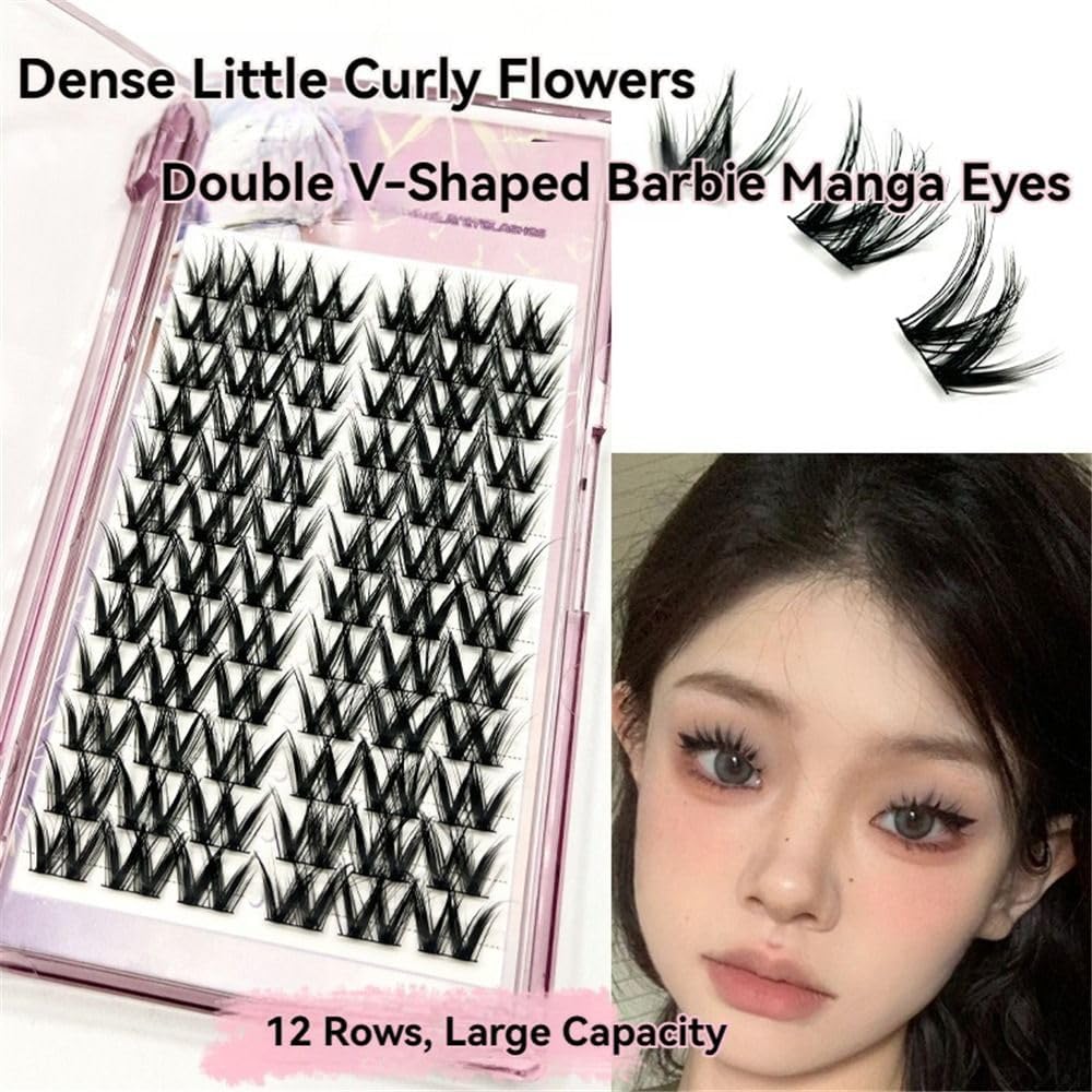 Large capacity eyelash cluster, individual eyelashes, elf false eyelashes, DIY eyelash extensions, cartoon lashes, apply by yourself at home (style02)
