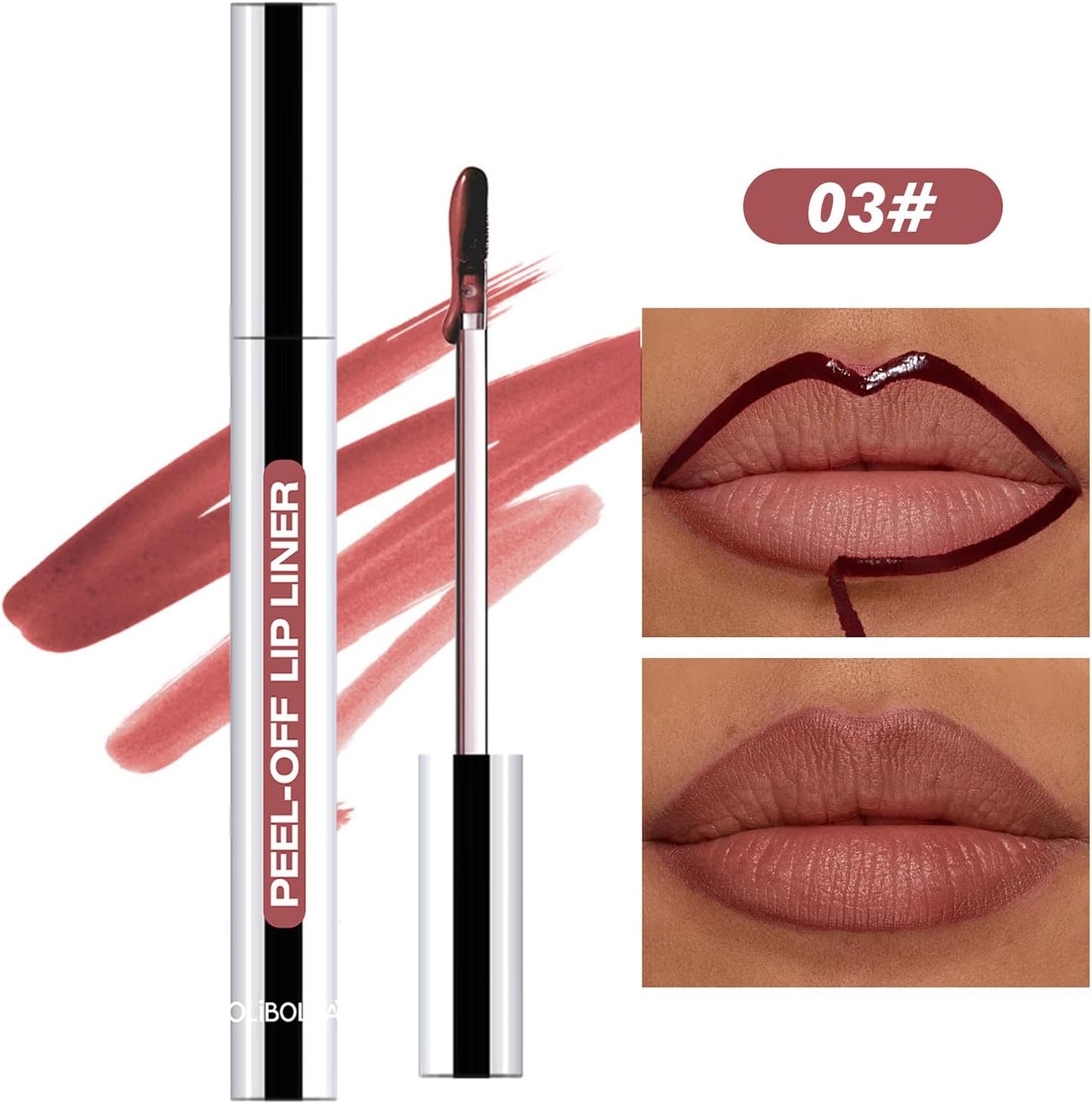 OLIBOLLA Permanent Lip Liner Removable Lip Liner Stain - Lasting Day & Night Eyeliner Waterproof & Sweatproof Long Lasting Color #03