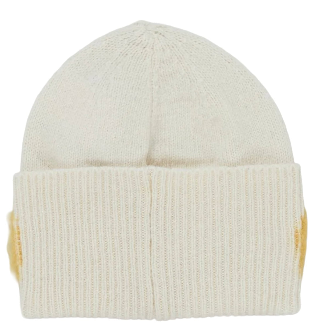 MARNI 'STONE WHITE' LOGO WOOL BEANIE