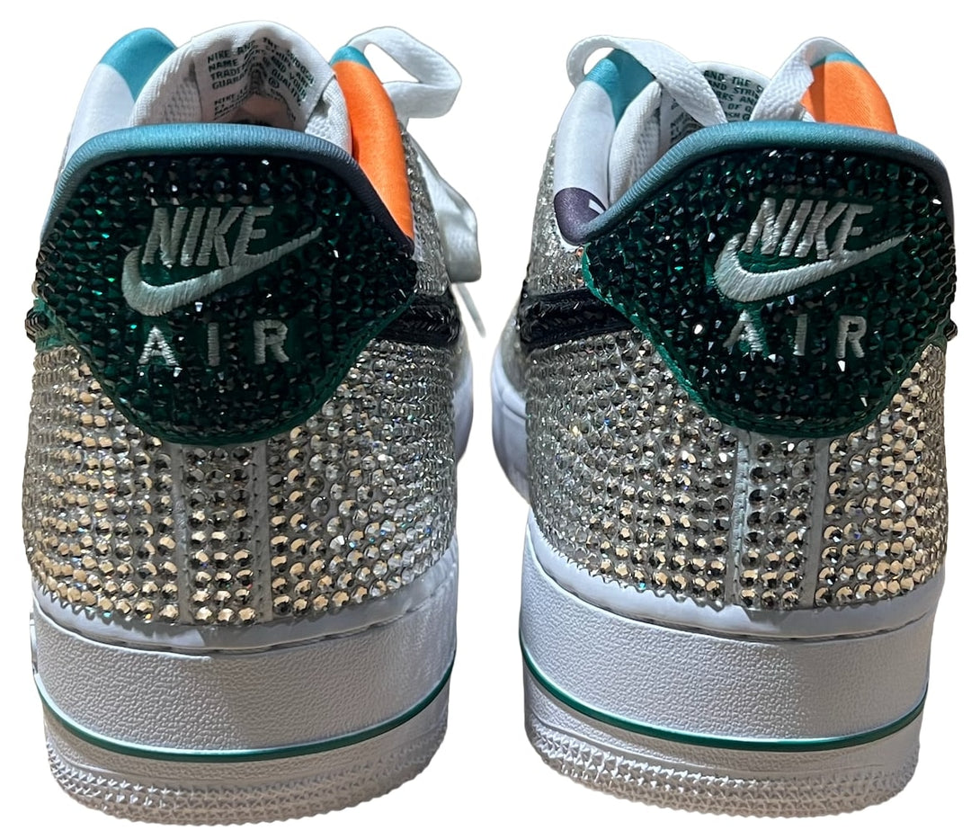 BOSSI 'WHITE AND GREEN' RHINESTONE SNEAKERS
