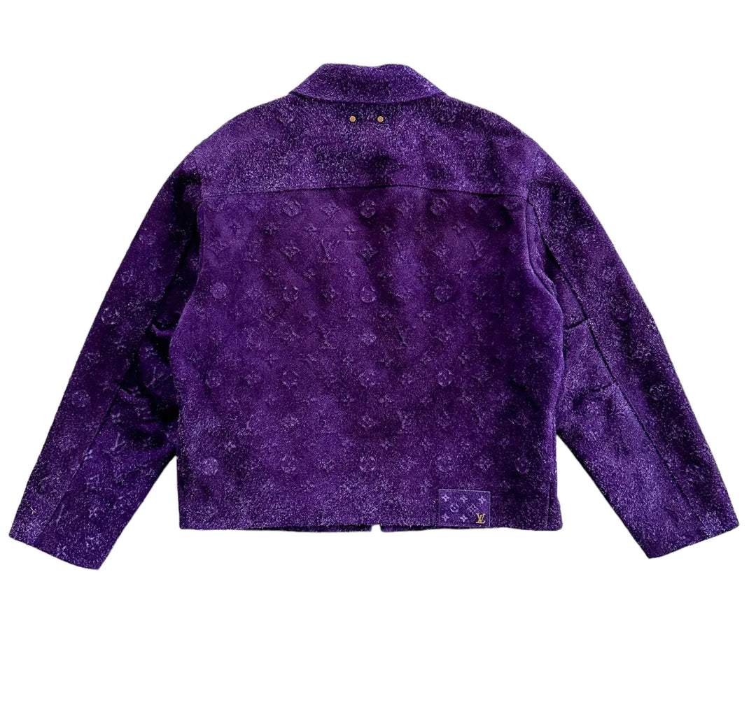 LOUIS VUITTON 'PURPLE SUEDE' EMBOSSED WORKWEAR JACKET