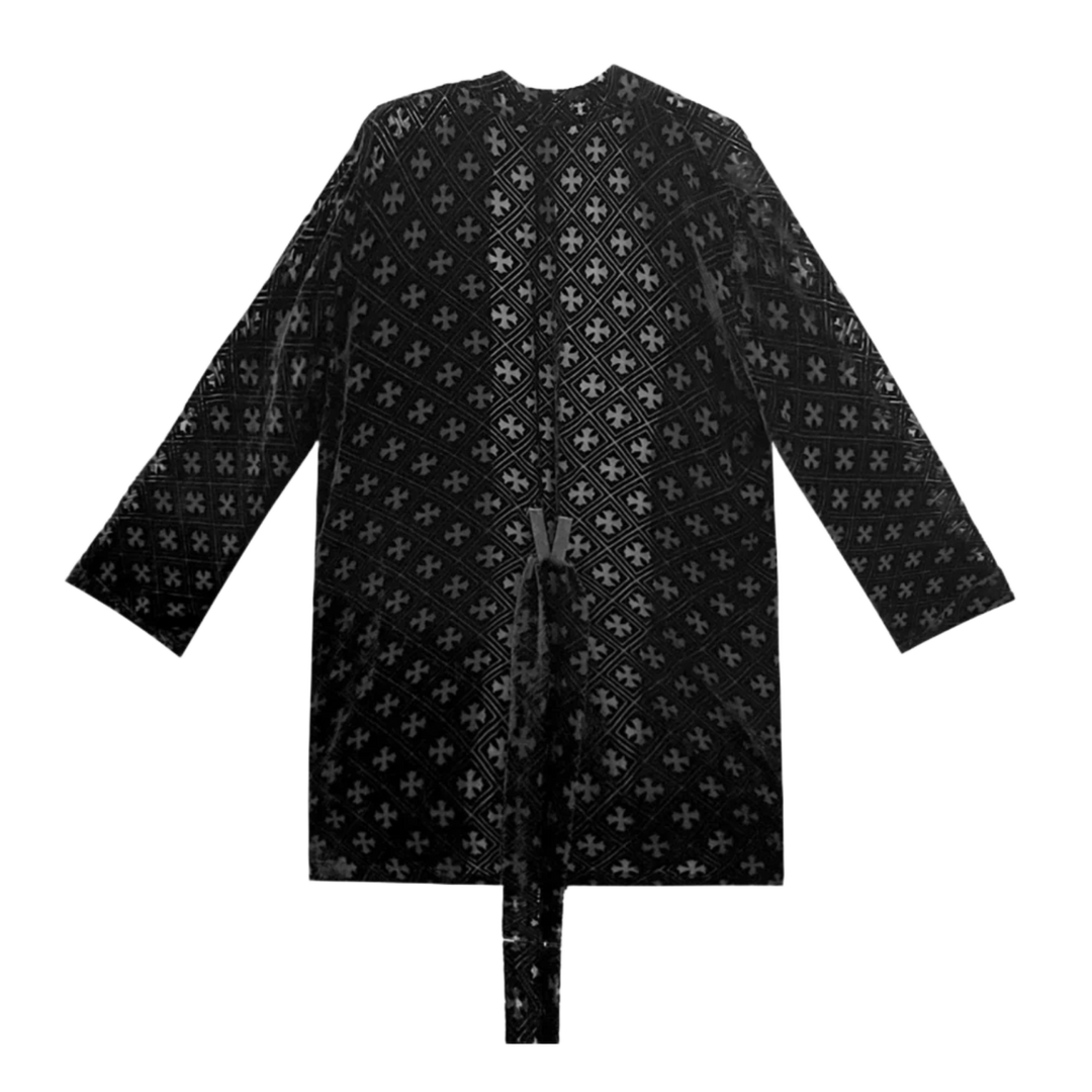 CHROME HEARTS 'BLACK' VELVET CROSS NIGHTGOWN