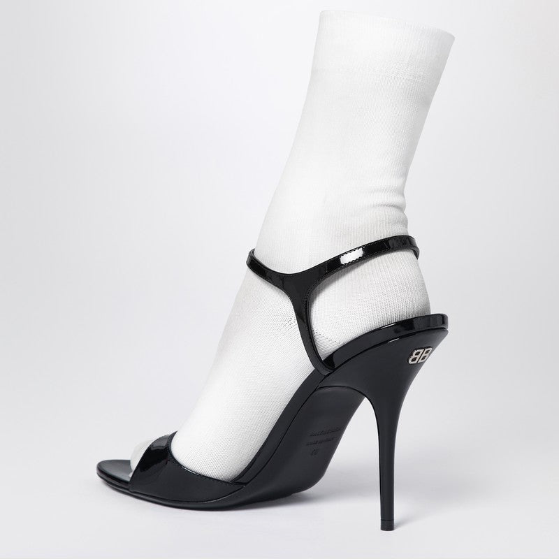 Balenciaga パテントレザーとメッシュのバレンシアガアベニューソックブラックサンダル - Image 2