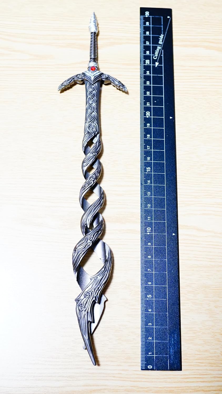 11.8 inches (30 cm) God Hunting Sword, Silver, Elden Ring, Mini Weapon, Sword, Bow, Arrow, Shield, Sword, Accessory, Keychain, Figure, Doll, Display, Decoration, Anime, Game, Alloy, Toy, Metal