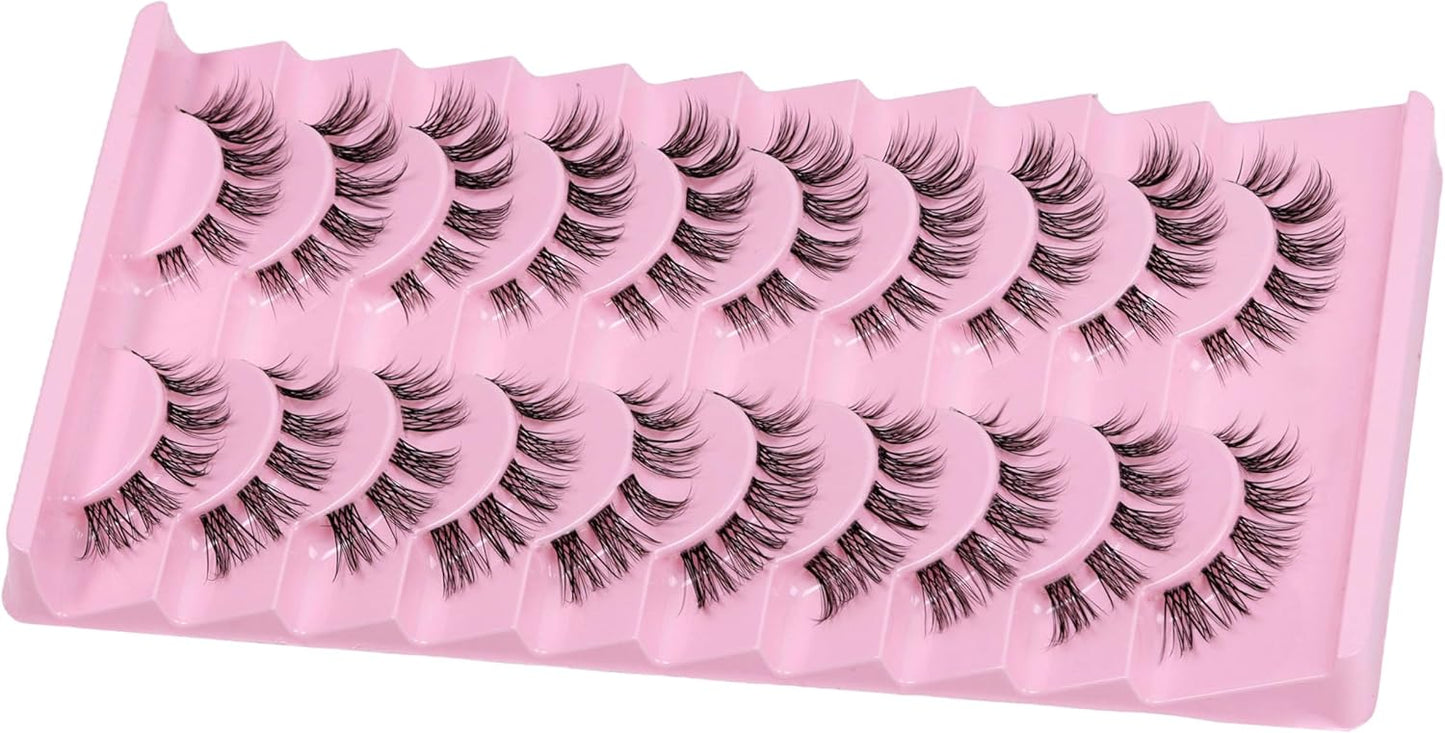 10 Pairs Cluster Lash D Curl Russian Strip Lashes Fluffy False Eyelashes Individual Natural Thin Eyelashes DIY Eyelash Extensions at Home (02)