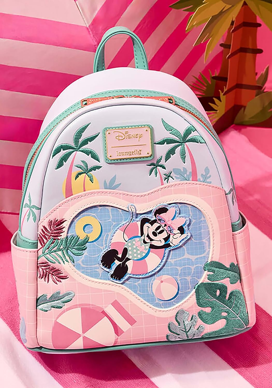 Loungefly Disney Minnie Vacation Style Poolside Mini Mochila | Bolsas y mochilas de Minnie Mouse estándar