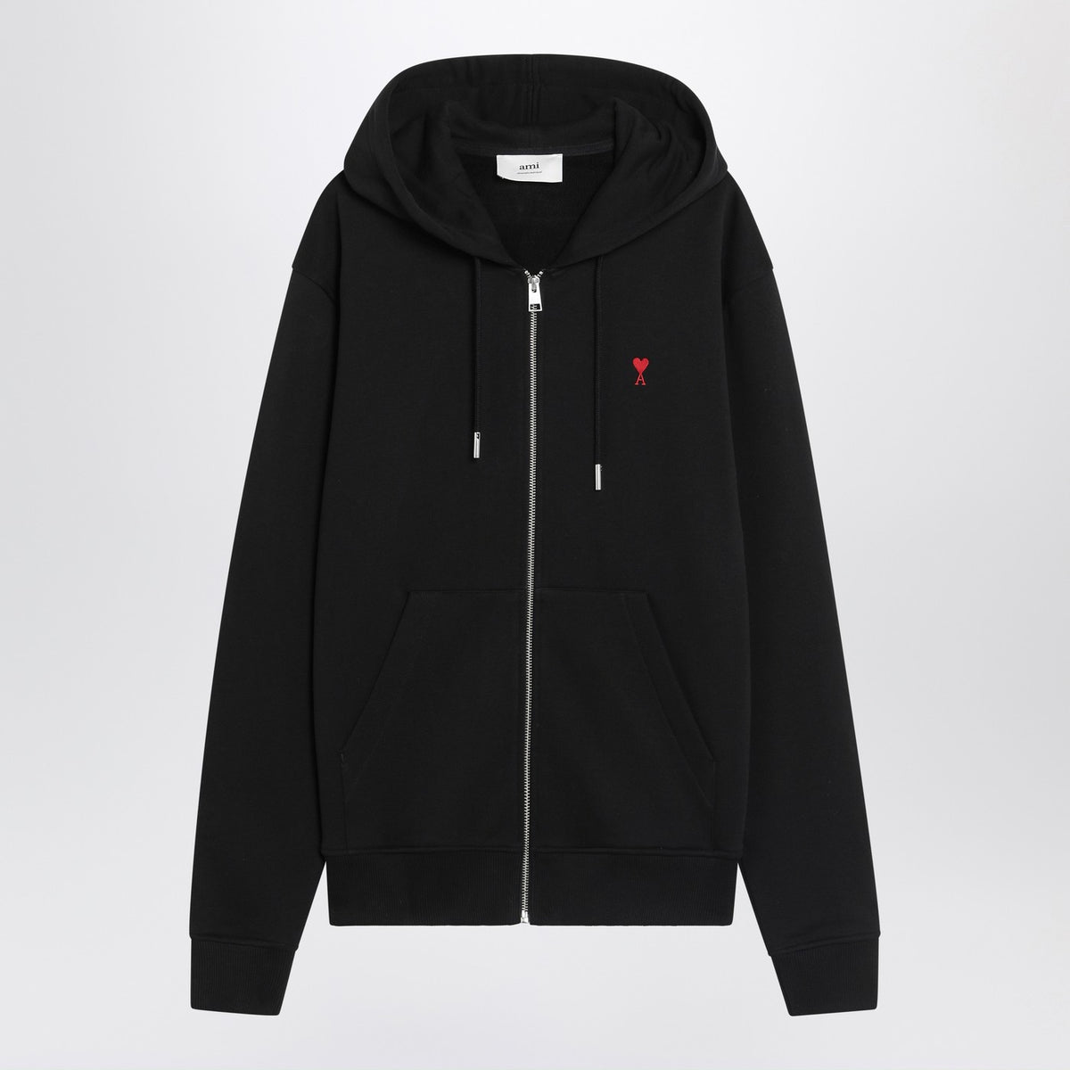 Ami Ami Paris Black Ami De Coeur Zip Up Sweatshirt - Image 2