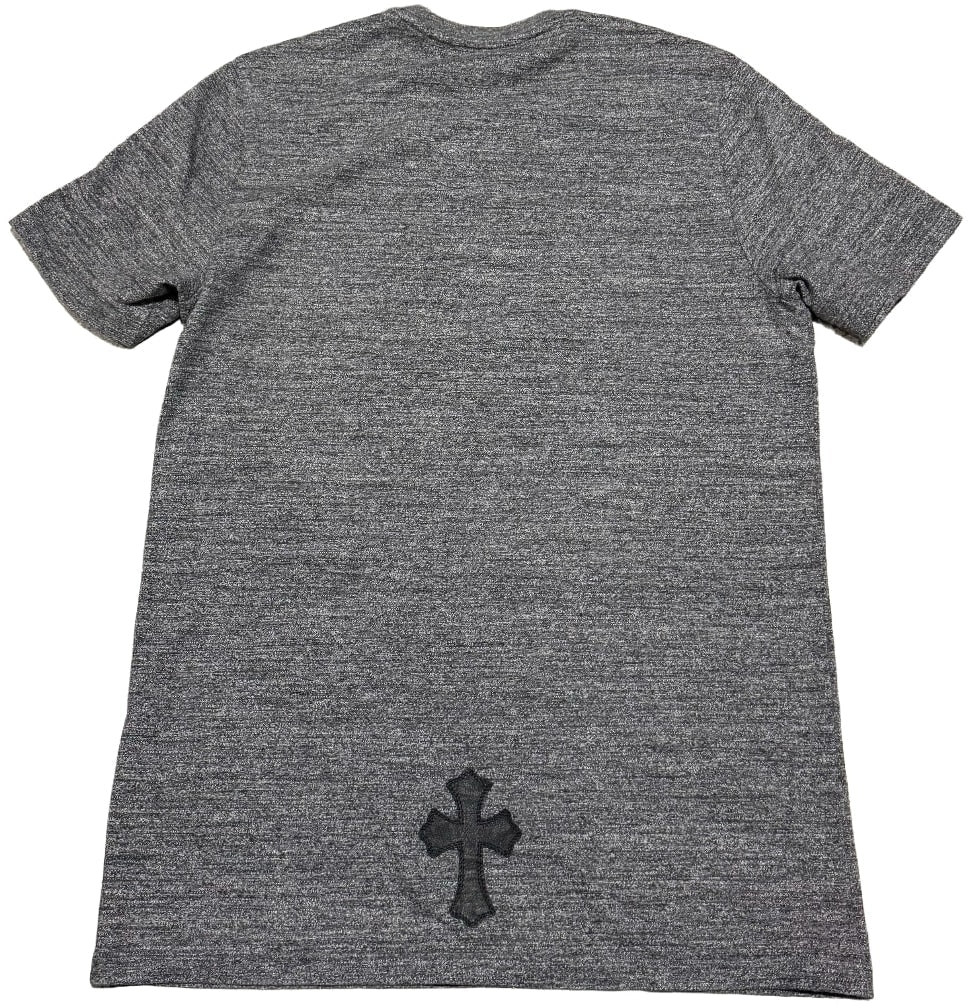 CHROME HEARTS 'GREY' TRIPLE LEATHER CROSS PATCH POCKET TEE