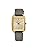 Seiko SWR090P1 Women's Quartz Watch, Square Design, Gold, Gray Leather Band, gray