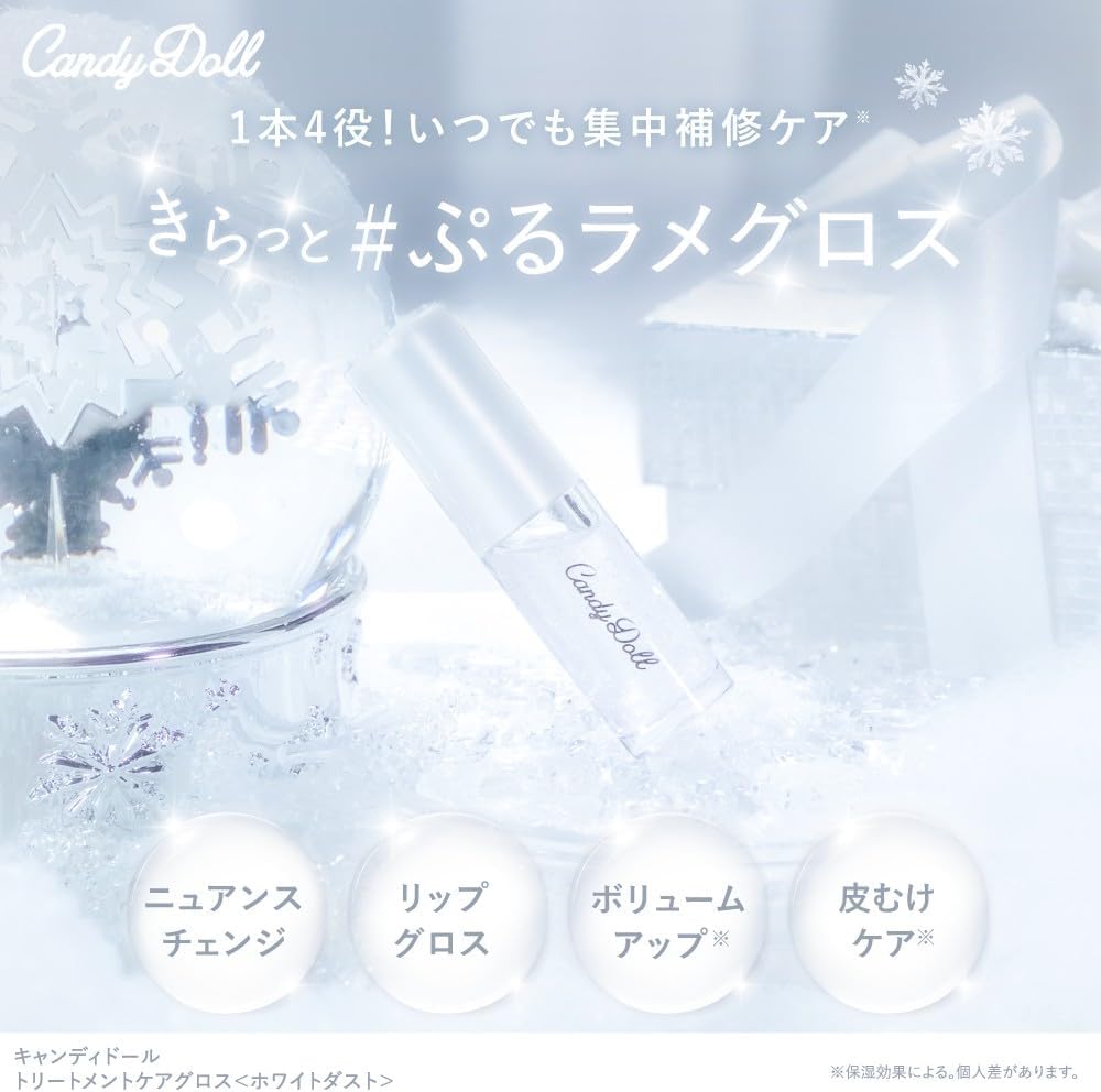 Tsubasa Mashuwaka Candy Doll, Treatment Care Gloss, White Dust, Lip Gloss, Volumizer, Glitter, Clear Color, Beauty Moisturizing Compound, Beauty Oil, Transparent, Lip Care, Lip Pack, Moisturizing