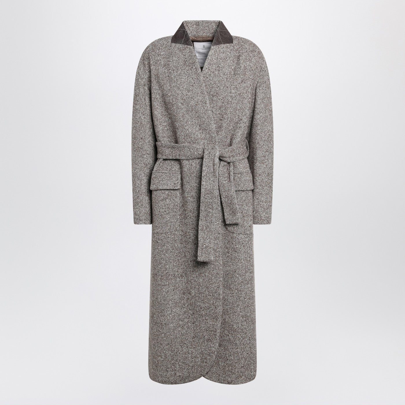 Brunello Cucinelli Brown Mエランジウールブレンドコートとベルト - Image 2