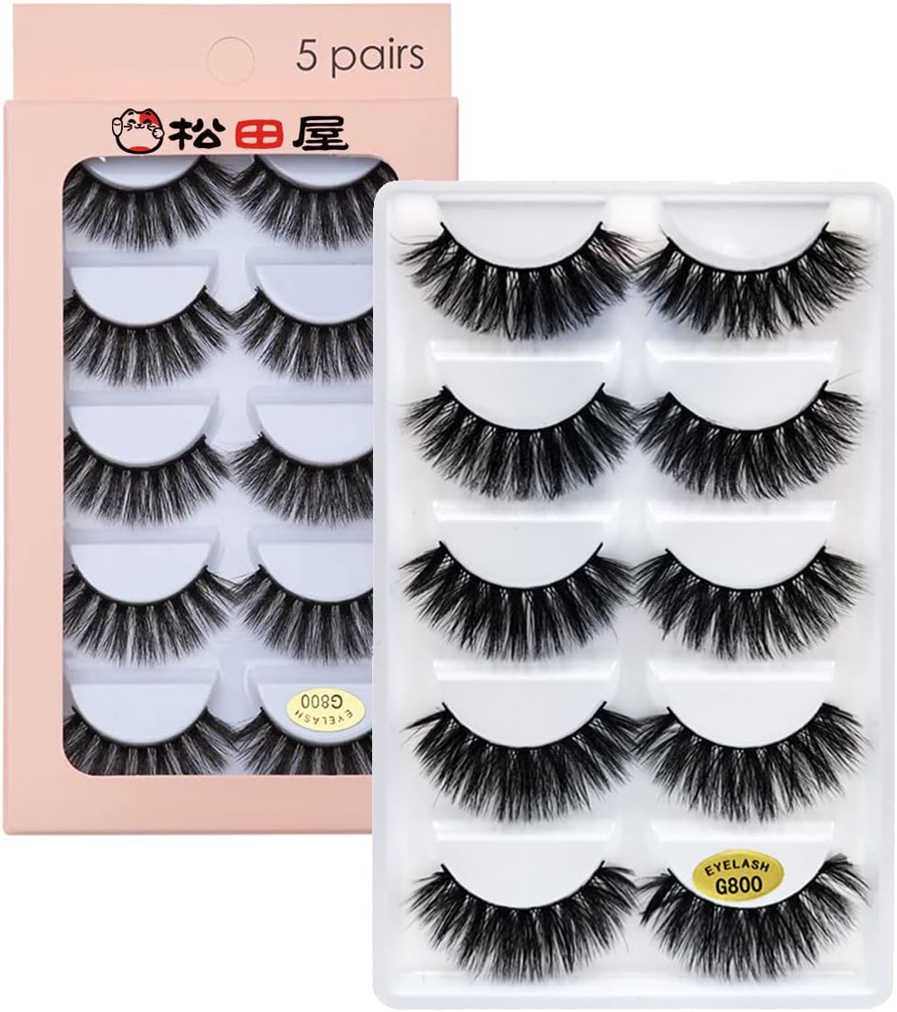 5 Pairs X 2 Boxes Matsudaya G8 Series Ultra Dense Recital Stage Makeup Natural Fake Mink Hair False Eyelashes Long Eyelashes Extension Fake Eyelashes Handmade (G800X2 Box)