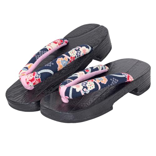 Kimono Living Clogs, Women's Cute (Natural Single Piece Paulownia Yukata Clogs), No Painting, 5 Colors to Choose from M/L