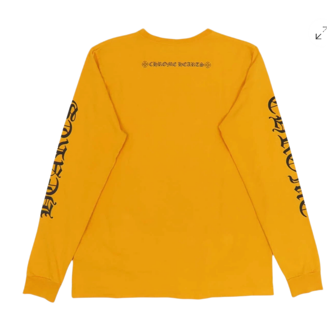 CHROME HEARTS 'YELLOW' VERTICAL LOGO LONGSLEEVE TEE
