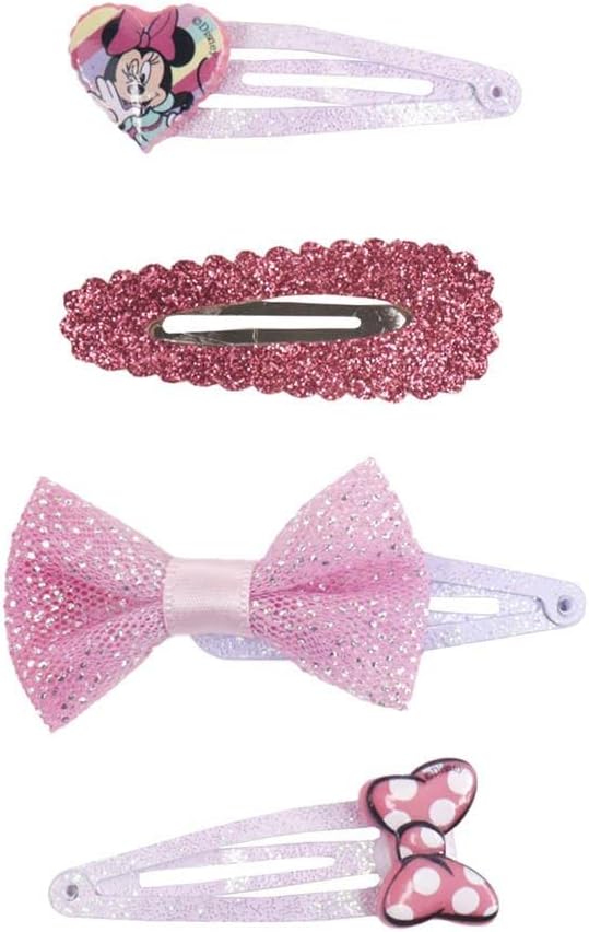 Minnie Mouse Pink Hair Clip - Ideal for Decorating Hairstyles - With Bow and Glitter - Original Product Designed in Spain