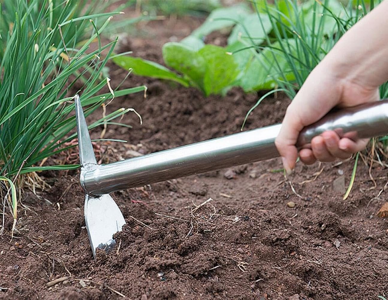 Stainless Steel Hoe, One-Handed Shake, Multifunctional Hoe, For Home Gardening, Farm Equipment, Weeding Tool, Root Removal, Soil, Grass Shaving, Digging, Cultivation, Garden Tool, Portable