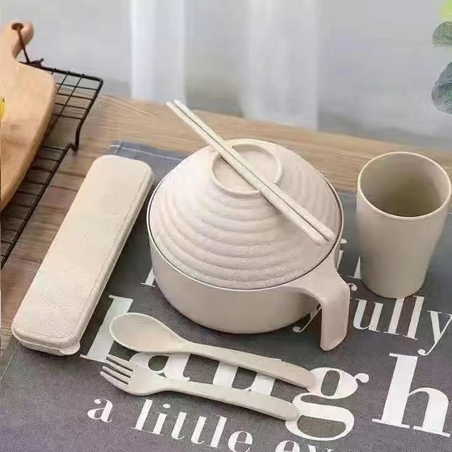 Ramen Cooker Bowl Set, Instant Ramen Bowl Set - Ramen Bowl Set Noodle Instant Cooker Bowl Set, Ramen Noodle Microwave Bowl Set with Chopsticks Spoon for Ramen, Pho, Udon, Soba, Noodles