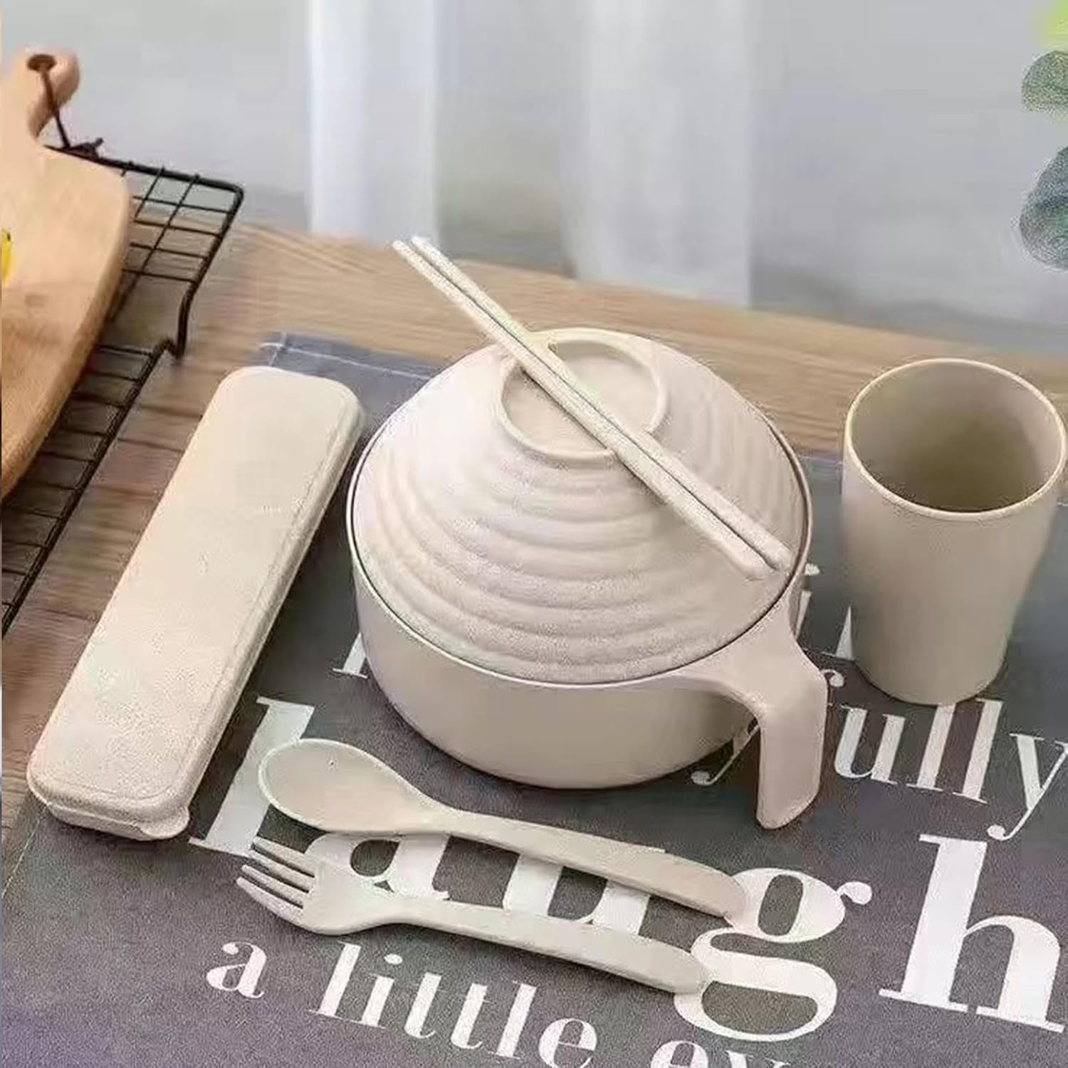 Ramen Cooker Bowl Set, Instant Ramen Bowl Set - Ramen Bowl Set Noodle Instant Cooker Bowl Set, Ramen Noodle Microwave Bowl Set with Chopsticks Spoon for Ramen, Pho, Udon, Soba, Noodles