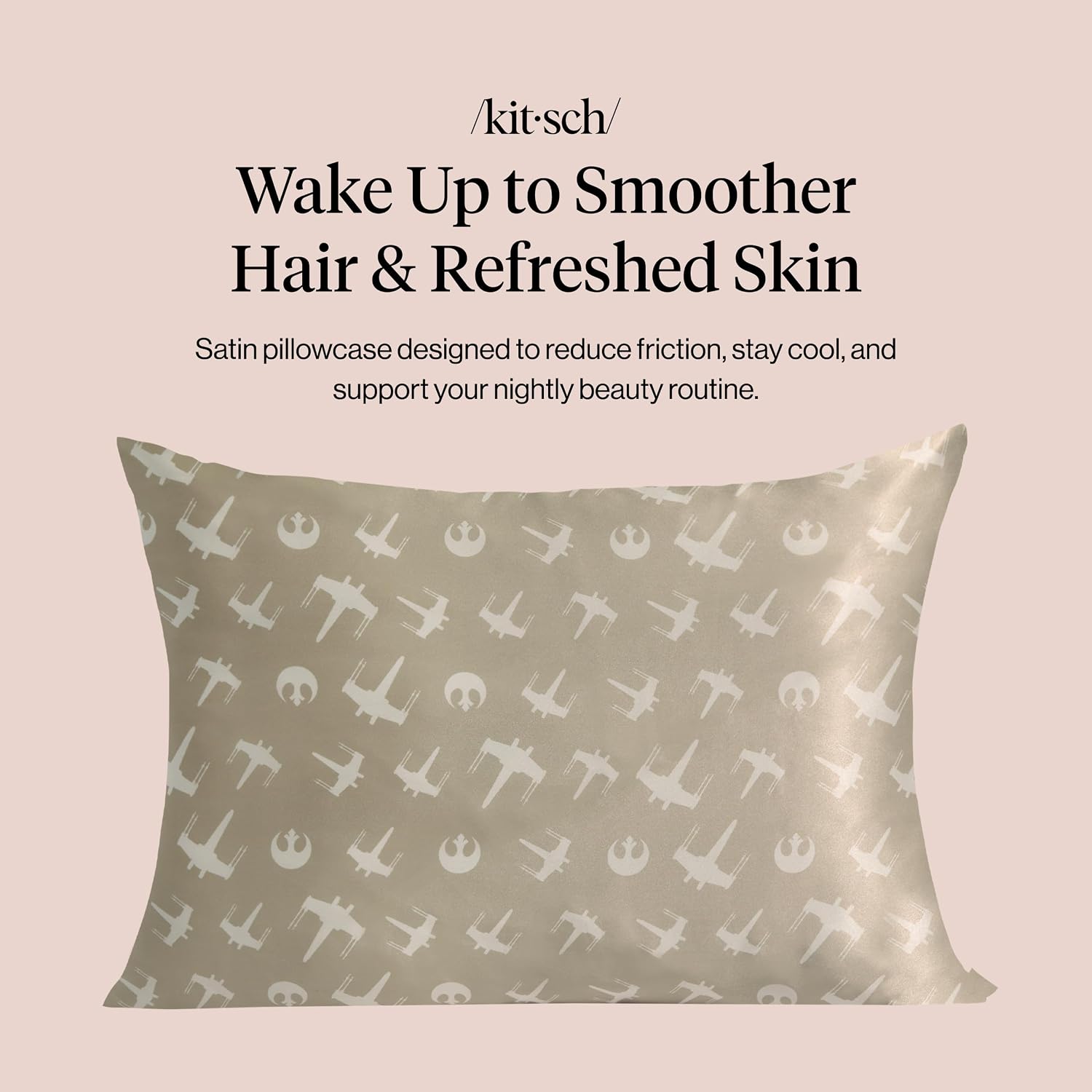 Kitsch x Star Wars Rebel Alliance - Funda de almohada de satén con cremallera para cabello y piel, más suave que las fundas de almohada de seda, funda de almohada de satén refrescante, fundas de almohada sin arrugas, tamaño estándar, 19 x 26 pulgadas