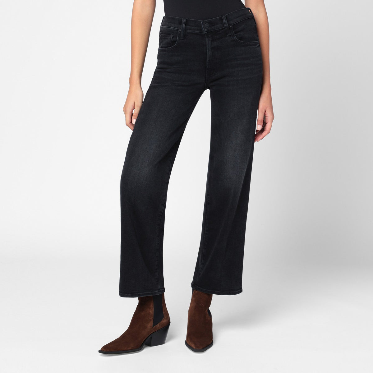 Mother Mother Faded Black The Rambler Zip Flood Jeans - Image 2