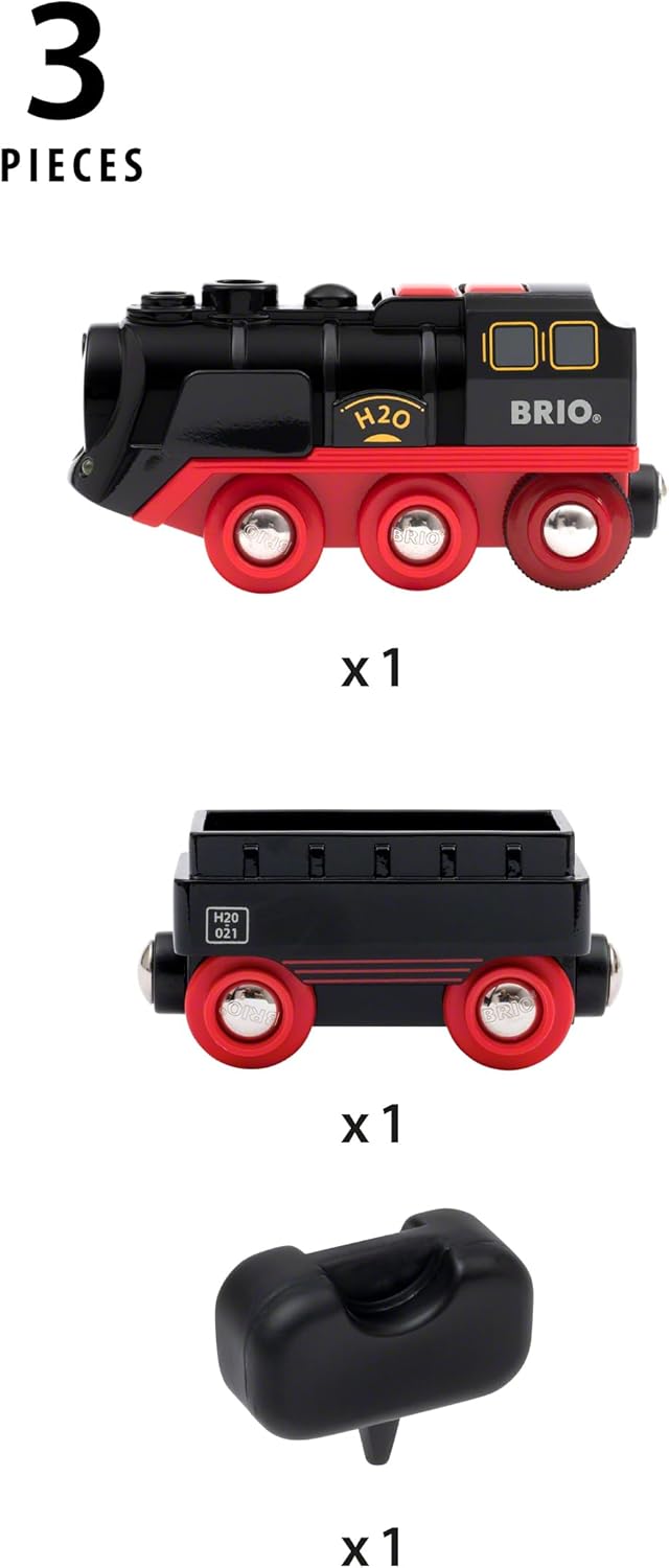 Brio Battery Powered Steam Train 33884, Suitable for Ages 3 and Up (Toy, Wooden Toy, Locomotive, Electric Vehicle, Gift (Birthday/Christmas))