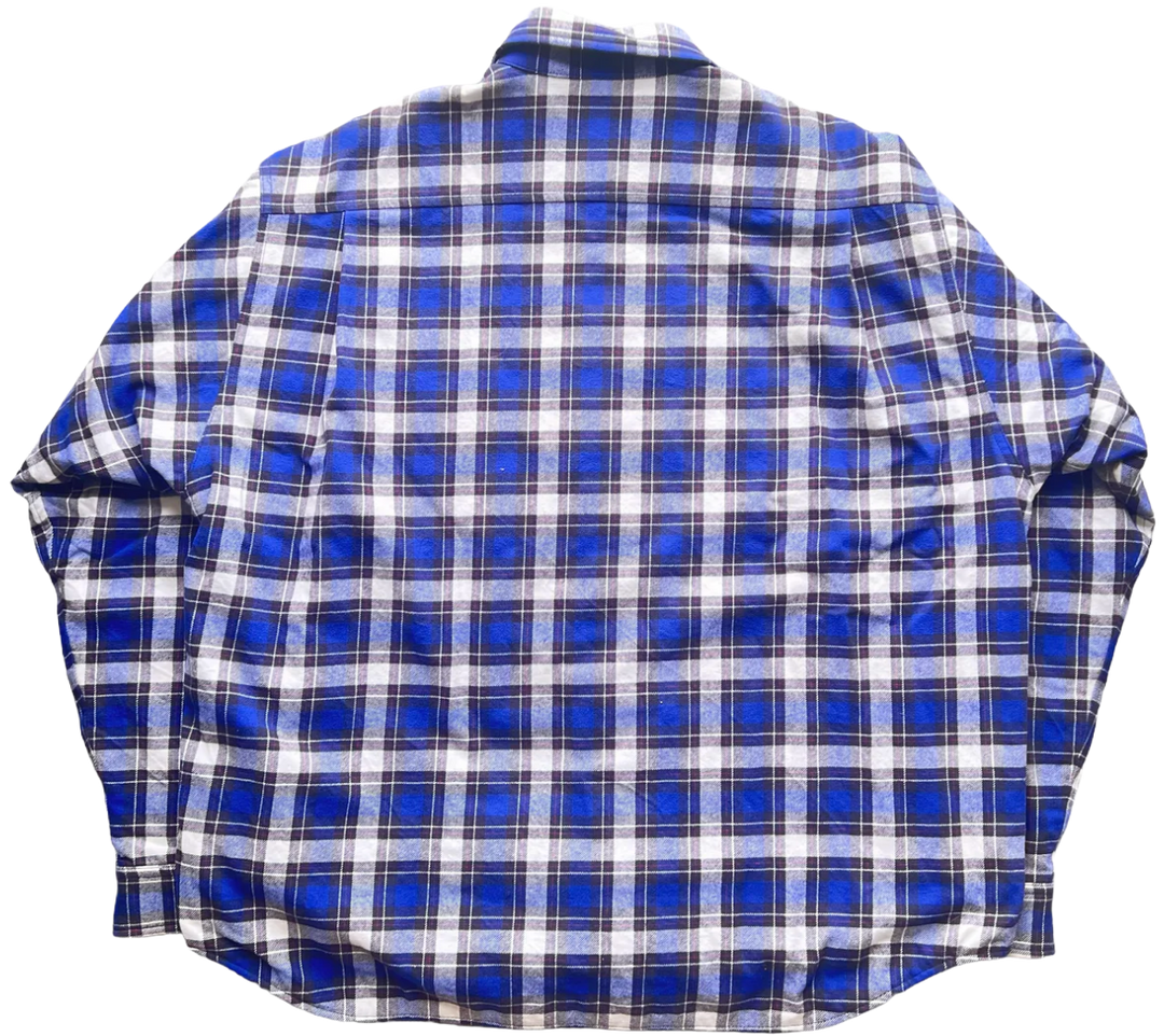 BALENCIAGA 'PADDED' OVERSIZED BLUE FLANNEL SHIRT JACKET
