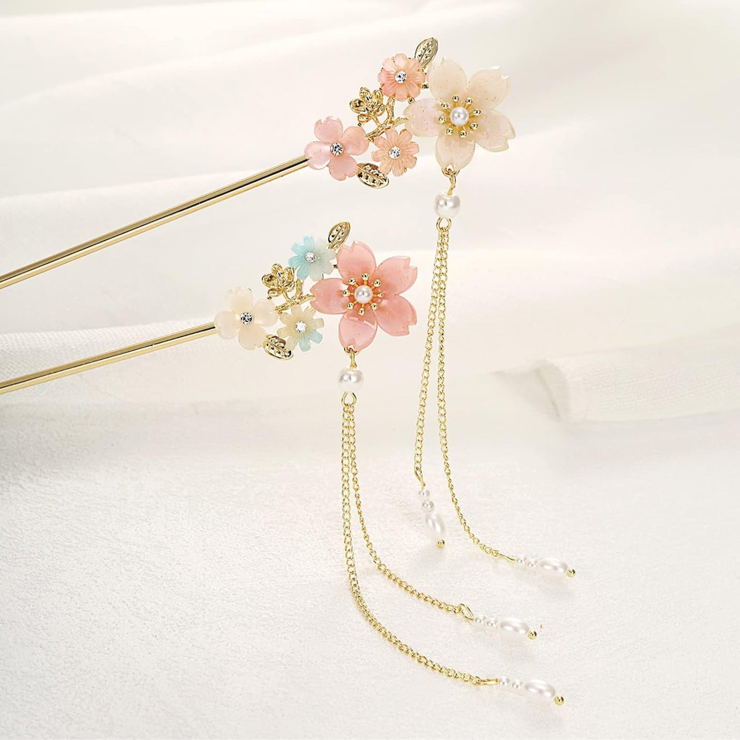 EZ PEACH Cherry Blossom Flower Pearl Hairpin Hair Clip Bangs Hair Closure Kimono Kimono Hair Accessory