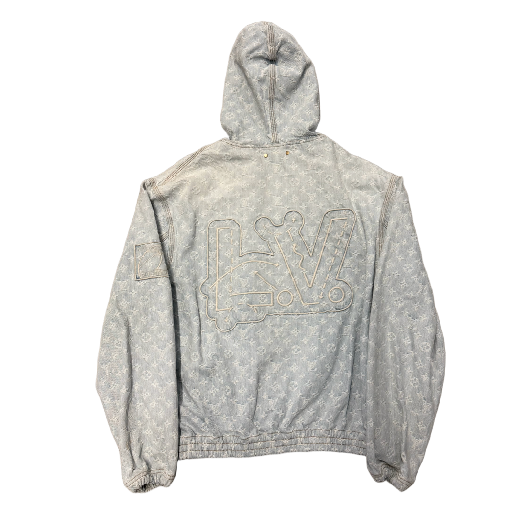 LOUIS VUITTON 'NBA' DENIM MONOGRAM ZIP UP HOODIE