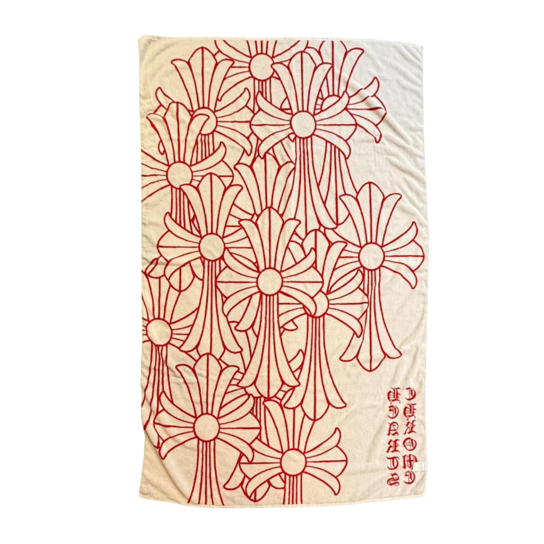 CHROME HEARTS 'RED CEMETERY CROSS' BEACH TOWEL