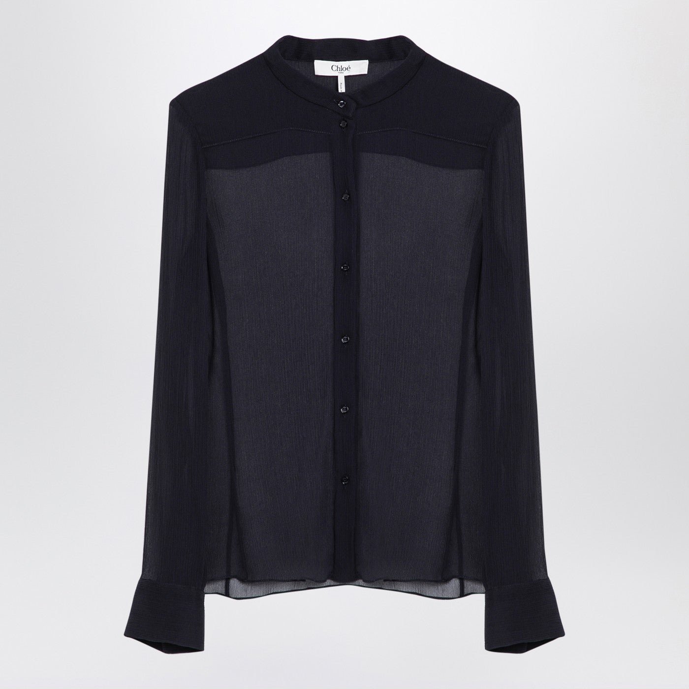 Chloe クロエ透明な青い絹ブラウス - Image 2