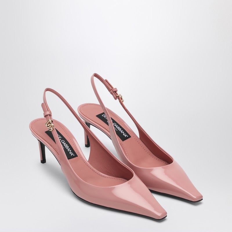 Dolce  Gabbana ドルチェ＆ガッバーナピンクの革のスリングバックとデコルテ - Image 2