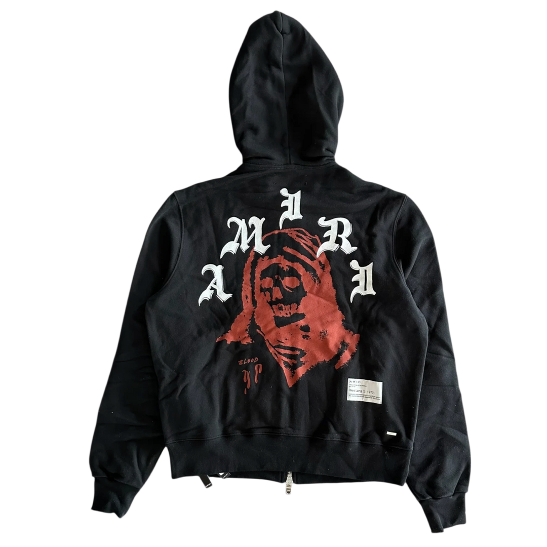 AMIRI 'WES LANG SOLAR KINGS' BLACK ZIP UP HOODIE