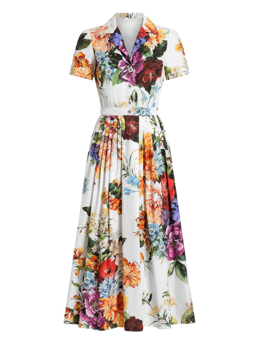 Dolce  Gabbana ドルチェ＆ガッバーナフラワープリントコットンミディドレス - Image 2