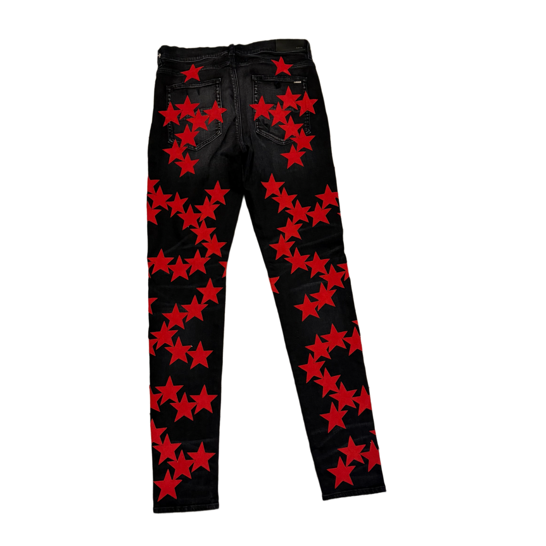 AMIRI 'BLACK/RED' CHEMIST ULTRA SUEDE STAR JEANS