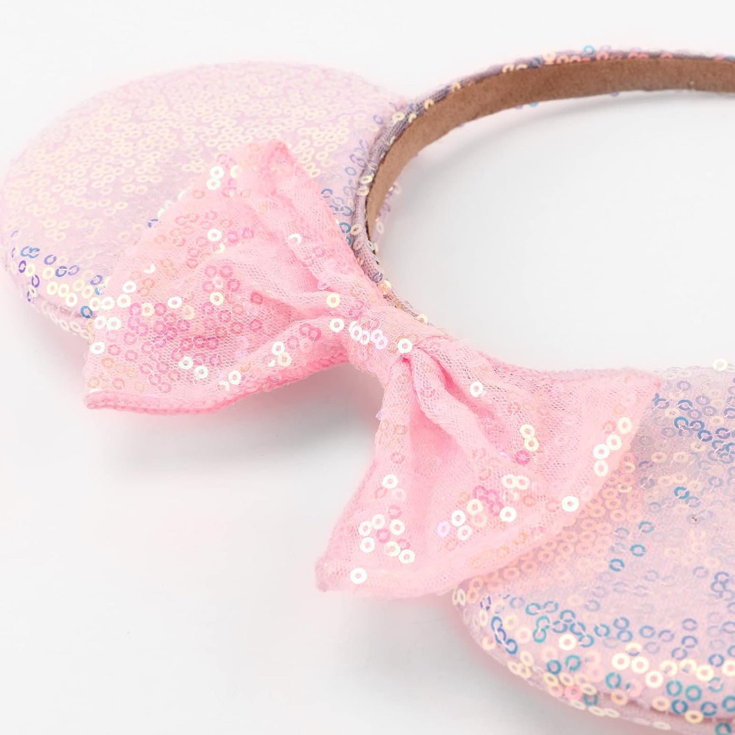 DRESHOW Diadema de lazo con orejas de ratón con purpurina, decoración de fiesta, disfraz de cosplay para mujer