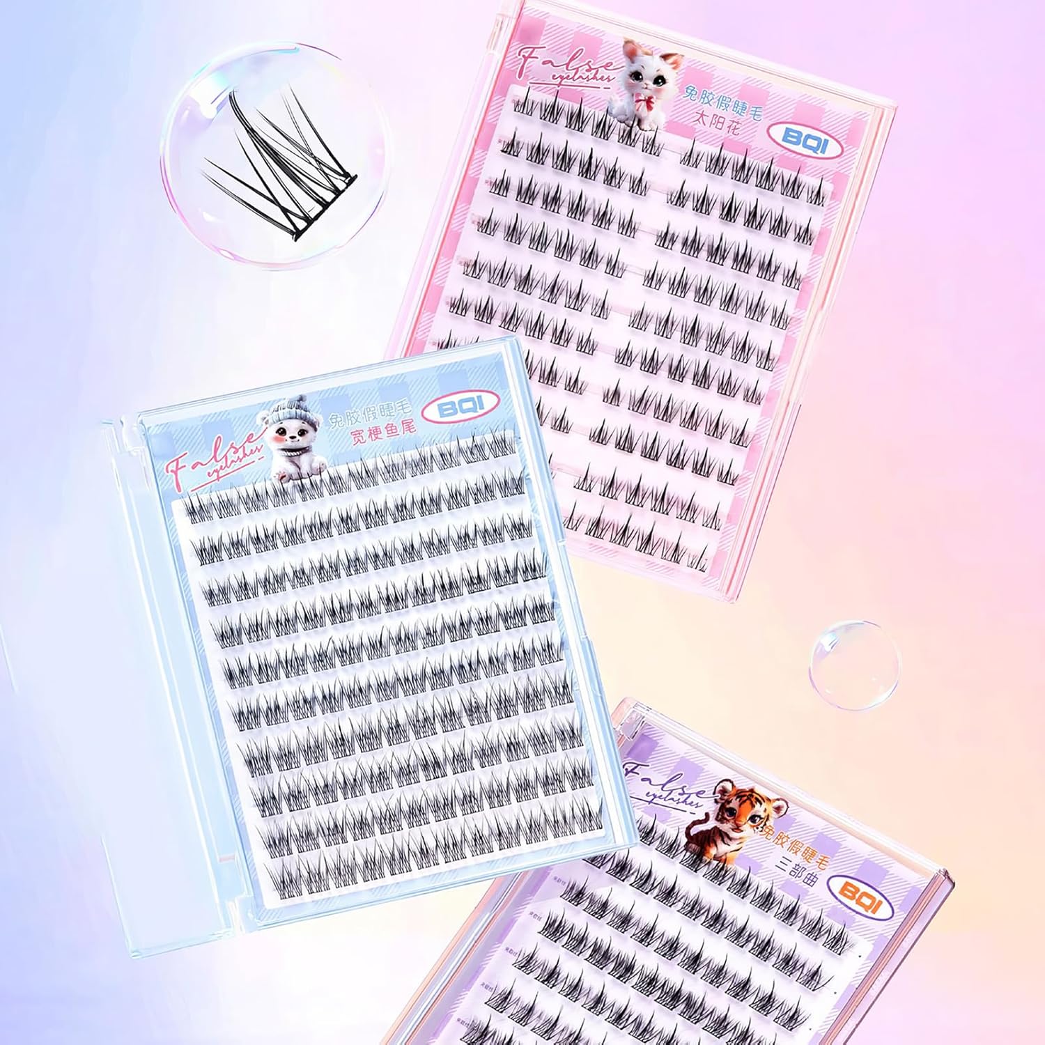 False Eyelashes, Natural Partial False Eyelashes, Bunch, Thin Transparent, For Daily Makeup, Comfort, Invisible, No Glue Needed, 3D False Eyelashes