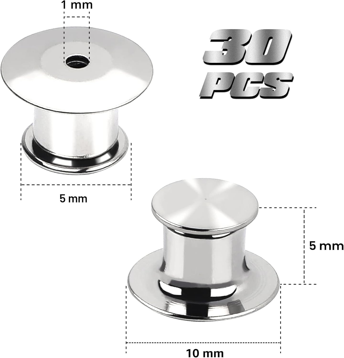 30 piezas de cierres de pin de metal con parte posterior de bloqueo | Nickel Plated Copper,convenient to carry, and blend seamlessly behind any pin,No Tools Required Spring Loaded Lock